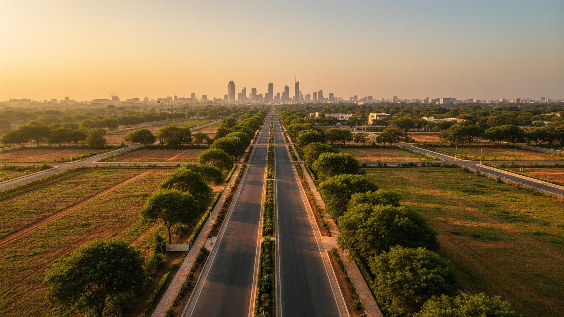 Aerial view of HMDA approved gated plot development near Hyderabad